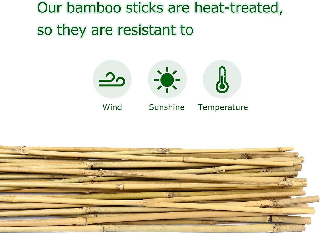 6ft Bamboo Garden Stakes Eco-Friendly Plant Stakes 6 Feet, Bamboo Poles for Tomatoes Beans Climbing Plants Support - Pack of 20 Bamboo Stakes Natural