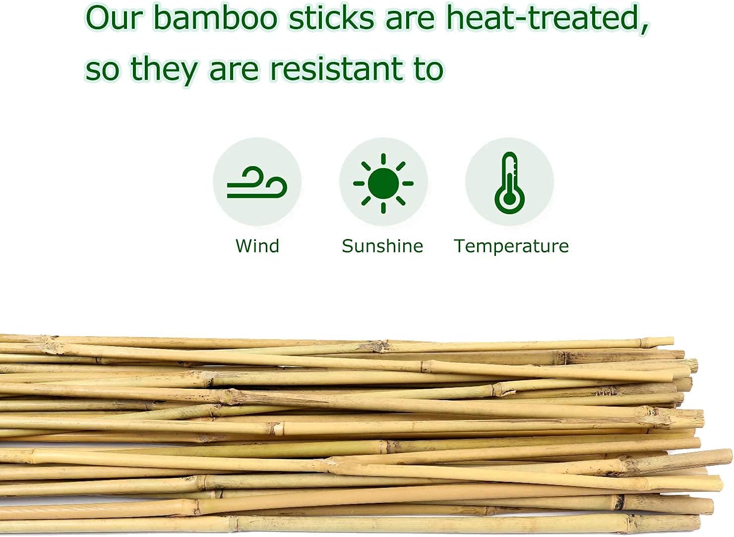 6ft Bamboo Garden Stakes Eco-Friendly Plant Stakes 6 Feet, Bamboo Poles for Tomatoes Beans Climbing Plants Support - Pack of 20 Bamboo Stakes Natural