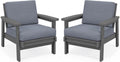 SERWALL HDPE Outdoor Couch Set of 2, Grey Frame and Grey Cushion