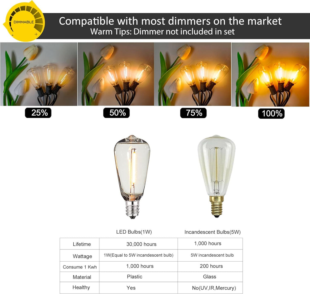 DAMAING Outdoor String Lights 200 FT Waterproof Patio Lights with 102 ST38 Shatterproof LED Bulbs, Dimmable Vintage Edison String Lights for Outside House Backyard Porch Gazebo Party,2-Pack x 100ft