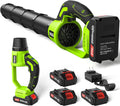 VASG Leaf Blower Cordless, 3 x 21V Batteries & Fast Charger Set, Variable Speed Mode, Lightweight Handheld Electric Leaf Blower for Lawn Care, Yard, Garden, Patio & Outdoor Cleanup