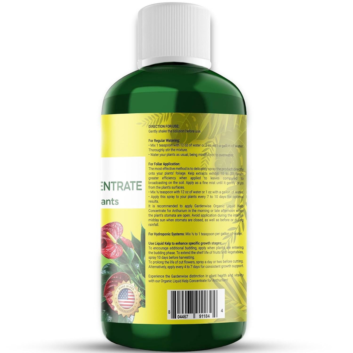 Organic Premium Seaweed Anthurium Fertilizer - Liquid Kelp Plant Food - Nutrient-Rich Soil Enhancer (32 OZ)
