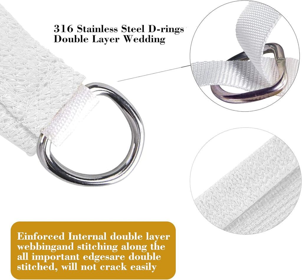 8' x 16' White Rectangle Sun Shade Sail SSP1212 Canopy Durable Fabric UV Block Awning,We Make Custom Orders