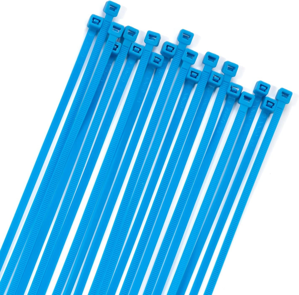 XINGO 100PCS Cable Zip Ties Heavy Duty, Premium Nylon Plastic Wire Ties with 50 Pounds Tensile Strength, Self-Locking Black Nylon Zip Ties for Indoor and Outdoor (12 inch, Blue)