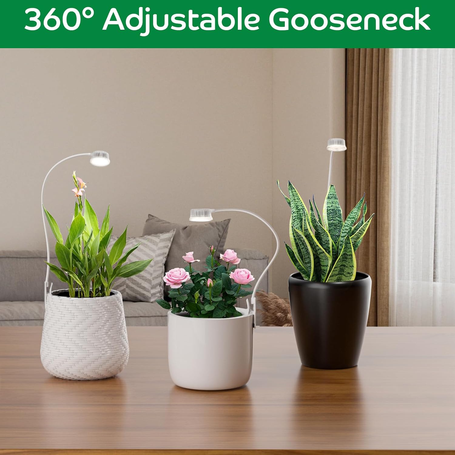 LED Grow Light for Indoor Plants, Full Spectrum Clip On Plant Growing Lamp, Plant Lamp with Adjustable Gooseneck and 10 Level Brightness Dimmable 3/9/12 hrs Auto On/Off Timer (2 Packs)