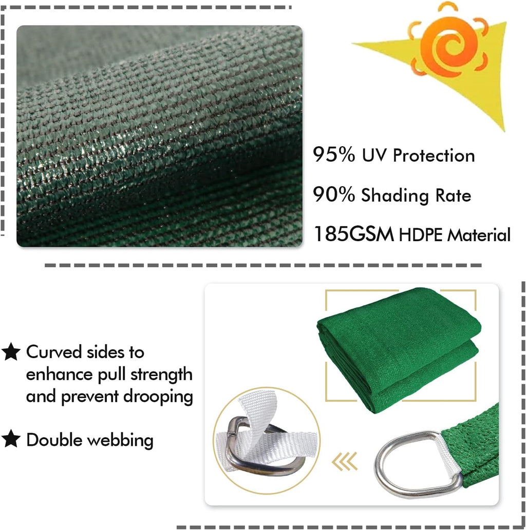 KANAGAWA 6'X24' Dark Green Custom Size Sun Shade Sail Rectangle UV Block Canopy Cover for Patio Backyard Lawn Garden Outdoor (Customized Available)