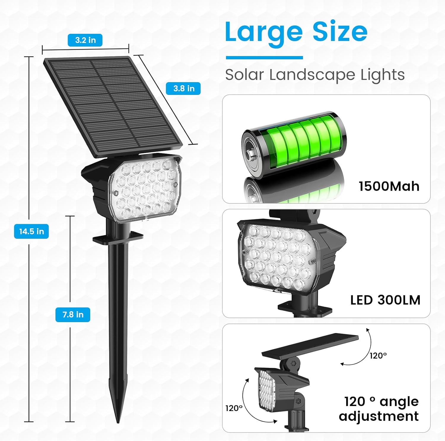 VOLISUN Solar Spotlight Outdoor, IP67 Waterproof Solar Landscape Spot Lights，Uplights for Yard Garden Pathway - 4 Pack (Cool White) 27 LED 3 Lighting Modes