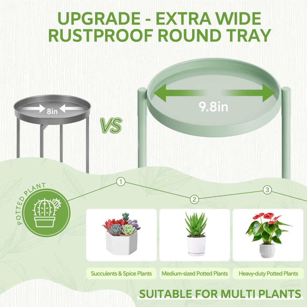 iDavosic.ly 7 Tier Large Plant Stand Indoor, 10 Inch Wide Tall Corner Metal Plant Stands Outdoor for Multiple Plants, Folding Tiered Flower Display Holder Rack Shelf, Light Green