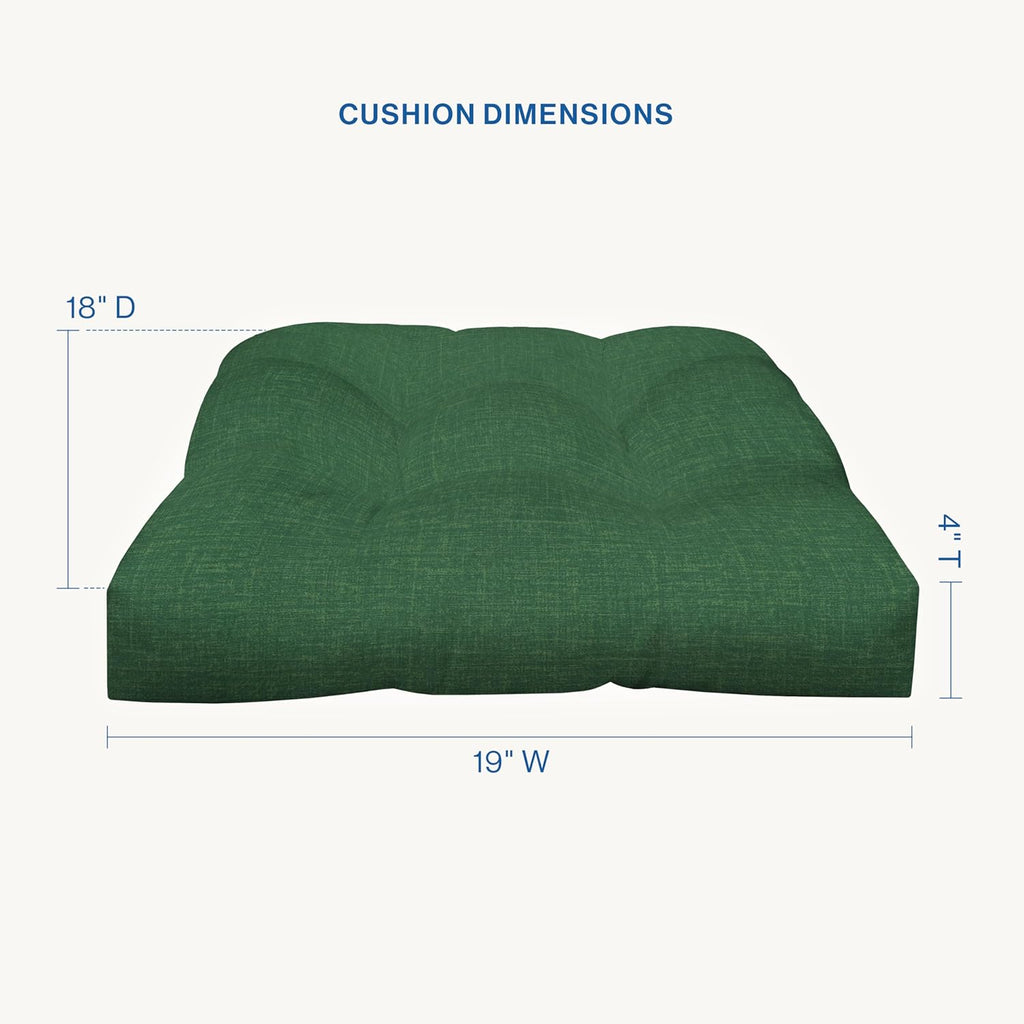 Honeycomb Outdoor Essentials Set of 2 Tufted Seat Pads, 19 x 18, Hampton Texture Hunter Dining Chair Cushions for Patio Furniture