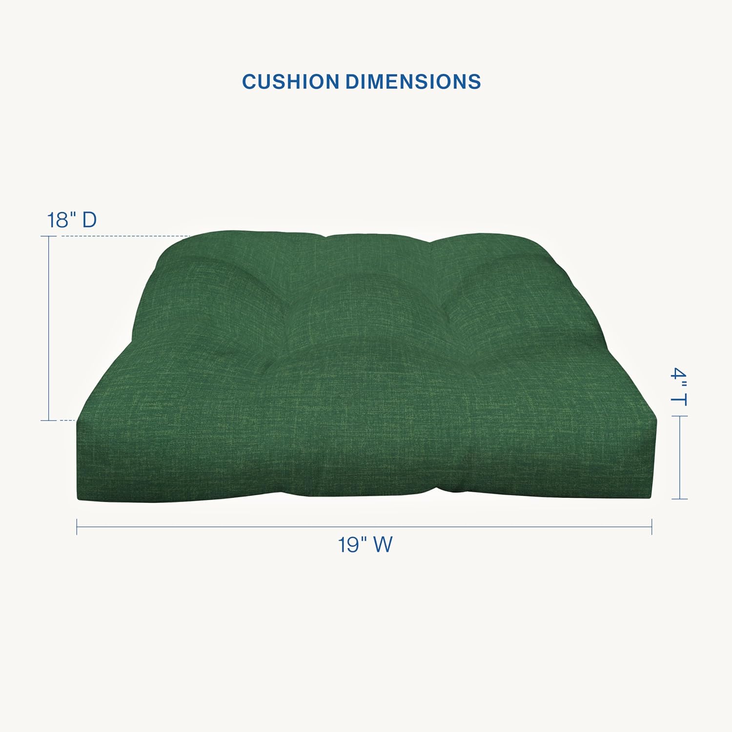 Honeycomb Outdoor Essentials Set of 2 Tufted Seat Pads, 19 x 18, Hampton Texture Hunter Dining Chair Cushions for Patio Furniture