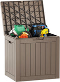 EAST OAK Outdoor Storage Box, 31 Gallon Deck Box, Waterproof Resin Storage Bin for Patio Cushions, Gardening Tools, Accessories, Lockable, UV Resistant, Brown