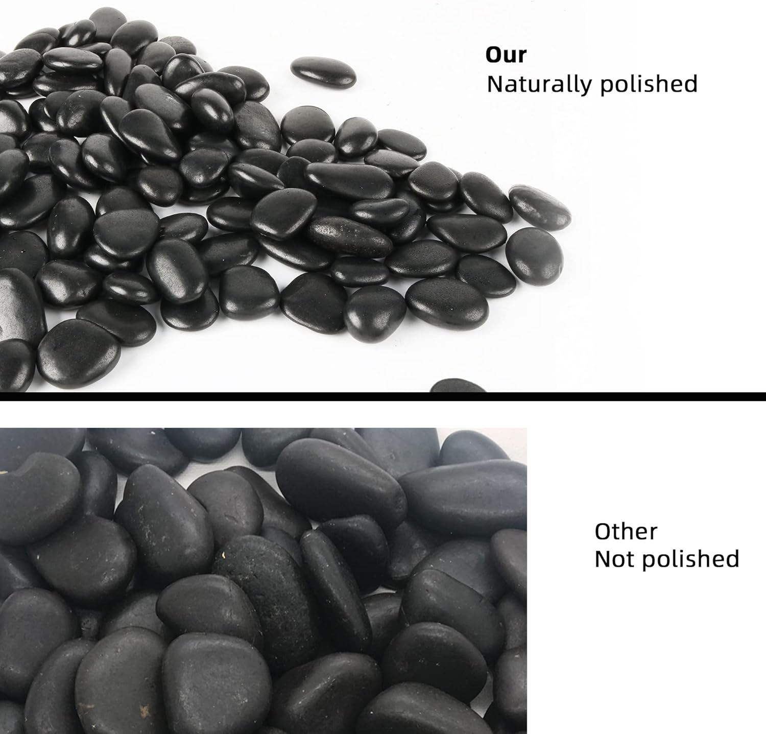 Black Pebbles for Plants 1.8lb Bulk Bag Aquarium Gravel 0.8"- 1.2" Decorative Polished Fish Tank Stone