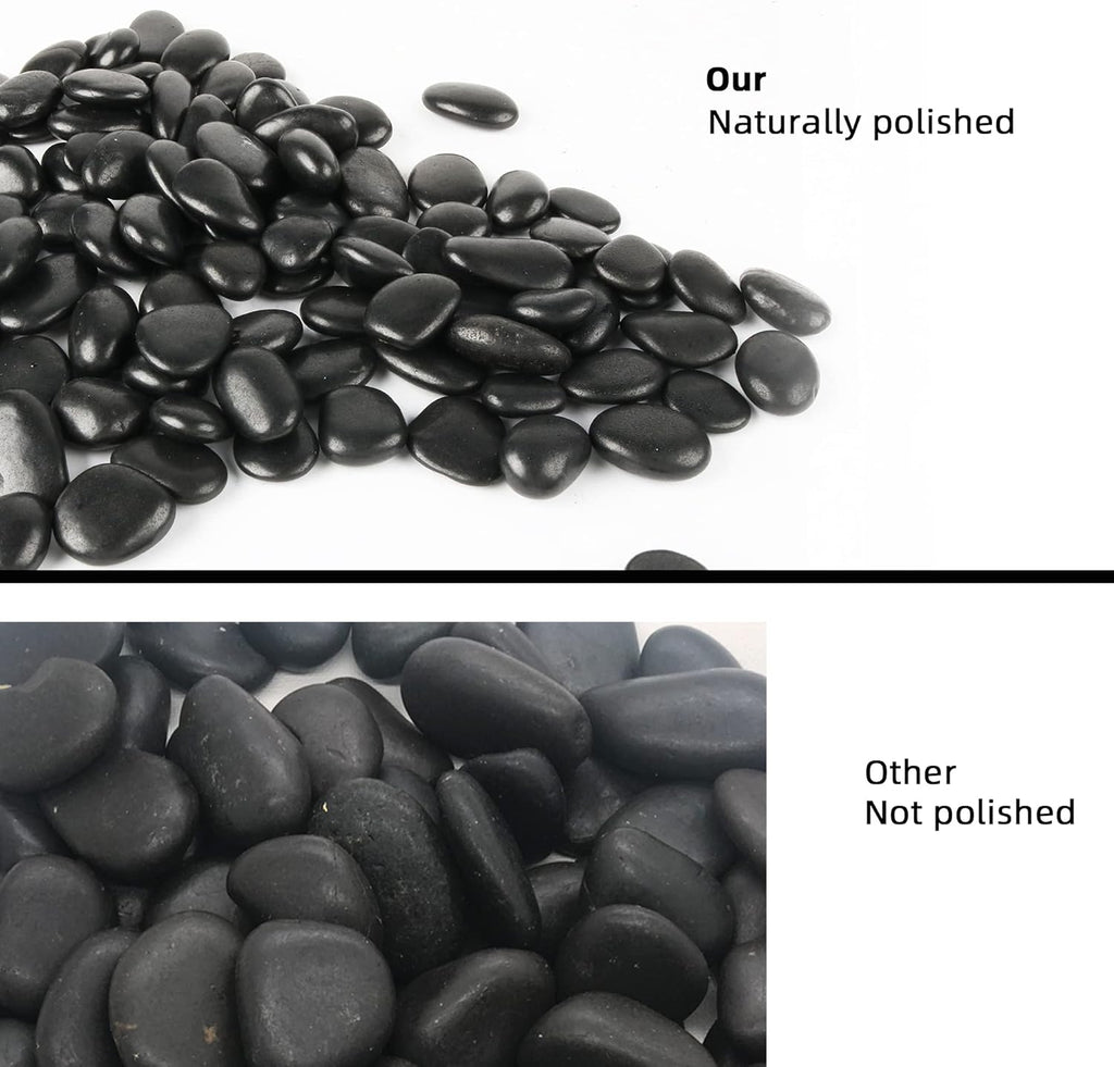 18 lb 1" Natural Polished Black River Rock for Plants,Aquarium,Vase,Garden Landscape Rocks and Outdoor Decorative Stones