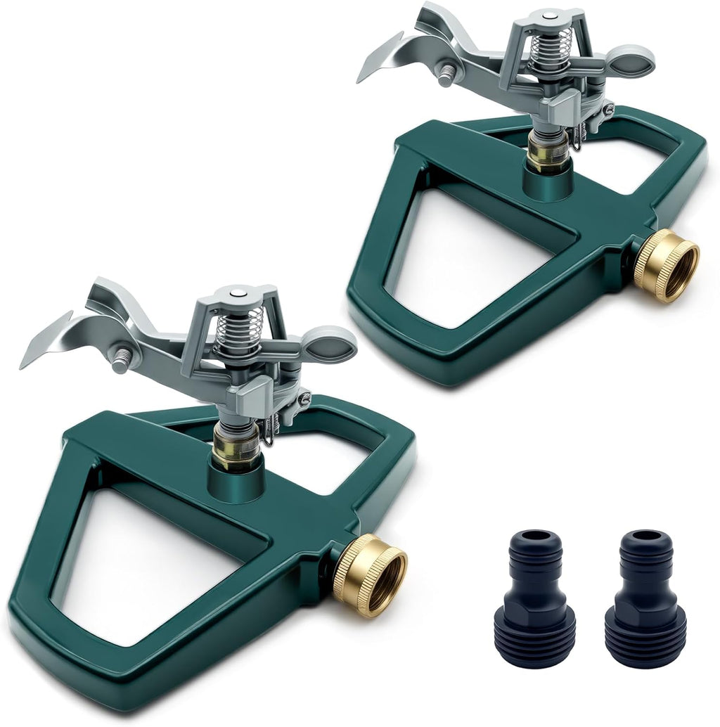 Metal Impact Sprinklers for Yard, 2 Pack, Heavy Duty Adjustable Lawn Sprinkler with 360° Coverage, Water up to 5,800 Sq. Ft, Durable Metal Base for Medium to Large Yards, Yard&Areas