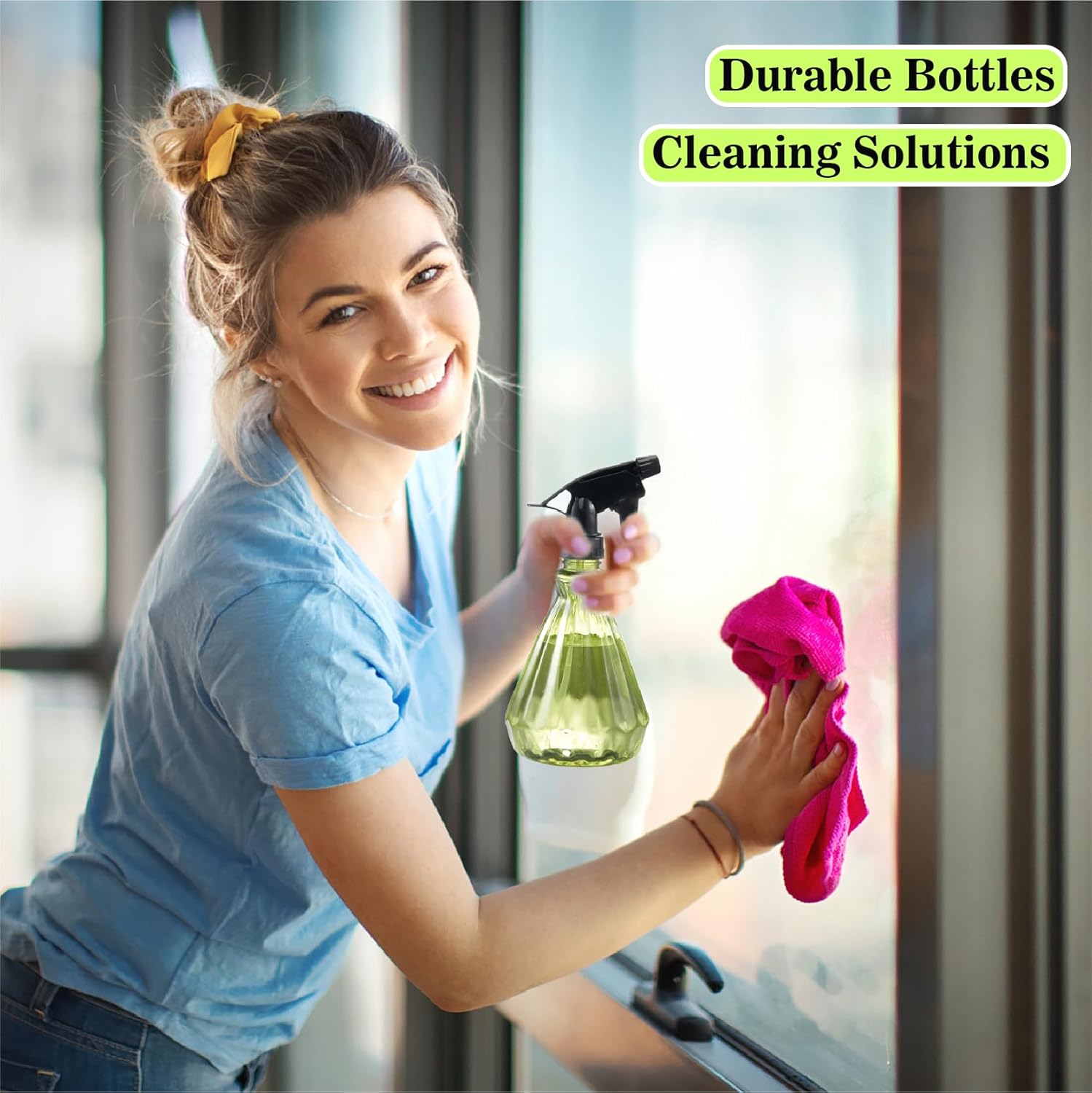 Hair Spray Bottles 17 oz (2 Pack) - Leak Proof, Adjustable Nozzle, Ultra Fine Continuous Water Mister for Hairstyling, Cleaning, Plants, Misting & Pet training