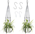 Augshy 2 Packs Macrame Hanging Planter, Indoor Hanging Planter Basket with Wood Beads Decorative Macrame Pot Hanger for Home Decor (Grey)