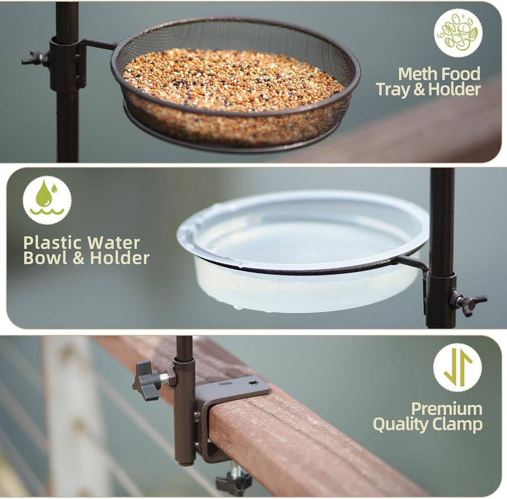 ERYTLLY Deck Hook Bird Feeder Pole Bird Feeder Porch Multi Hook Bird Feeding Station Kit Multi Feeder Hanging Kit Premium Bird Bath for Attracting Wild Birds Bird Feeder Planter Hanger