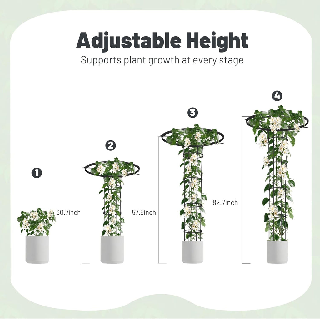 Garden Trellis for Climbing Plants Outdoor, 6.9FT Tall Metal Obelisk Trellis, 82.7" Umbrella Trellis for Potted Plants, Mushroom Top Trellises for Vines, Rose, Clematis, Pea, Bean, Tomato