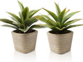 2 Pack Fake Plants 11.42 Inch, Artificial Agave Plants Potted, Faux Agave Plant Indoor for Home Room Office Bathroom Bedroom Kitchen Farmhouse Greenery Decor