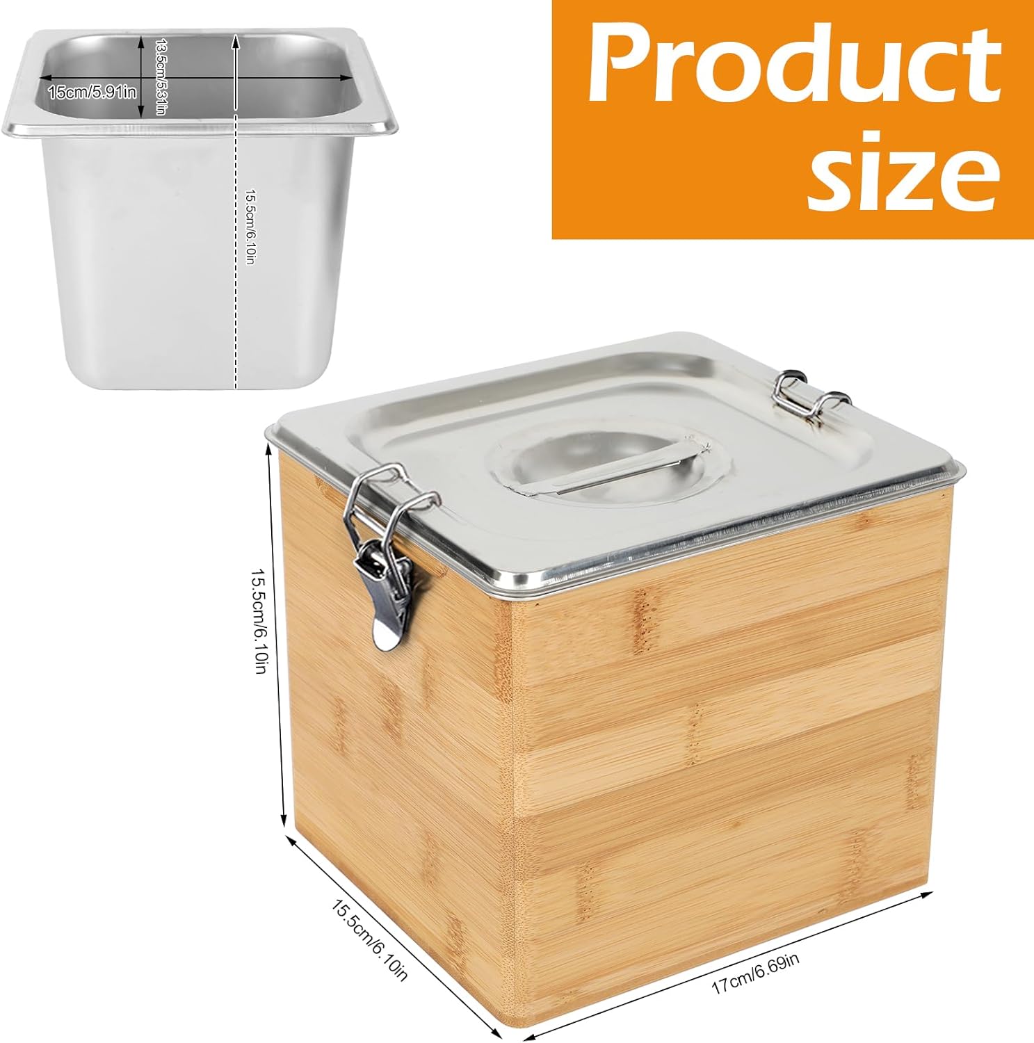 AQQHSAIN Compost Bin with Lid 0.8 Gal Countertop Compost Kitchen Scrap Indoor Large Compost Bucket Kitchen Odorless Smell Proof Composter with Stainless Steel Insert (Brown, 3L)
