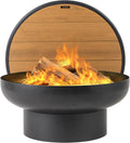 Iron Fire Pit Table with Lid, Extra Thick and Heavy Duty Fire Bowl, Deep Round Firepit for Outdoor Bonfire Gatherings, Wood Burning Firepits for Outside Patio, Modern Outdoor Fire Pits