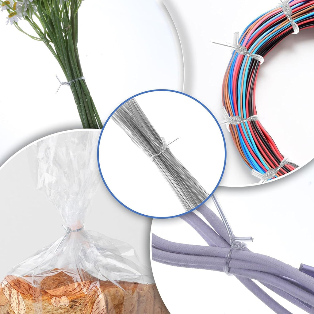 100 Piece 4 inches Cear Metal Twist Ties, Metallic Twist Cable Cord Wire Ties Reusable Plastic Wire Twists Tie for Bread, Cello, Candy, Coffee Bags & More