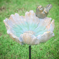 MUMTOP Outdoor Antique Bird Bath Small Flower Bird Baths Bowl Resin Birdbaths for The Garden with Metal Stake