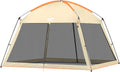 CAMPROS CP Screen House 12 x 12 Ft Screened Mesh Net Wall Canopy Tent Screen Shelter Gazebos for Patios Outdoor Camping Activities - Beige