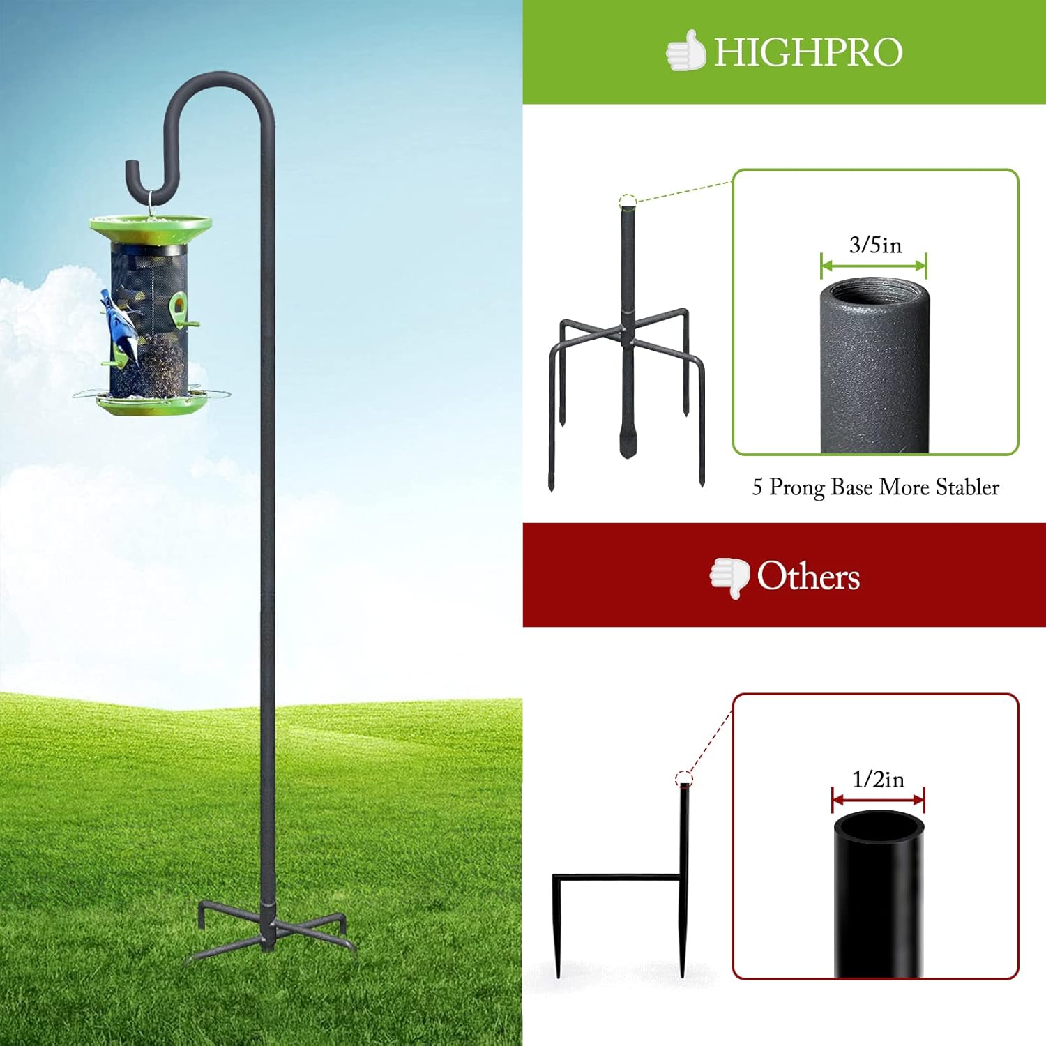 Shepherd Hooks 79 Inch Adjustable for Bird Feeder Lantern Plant Hook Garden Stake Plant Stand Hanger for Outdoor Flower Basket, Bird Feeder Hanger Weddings Decor