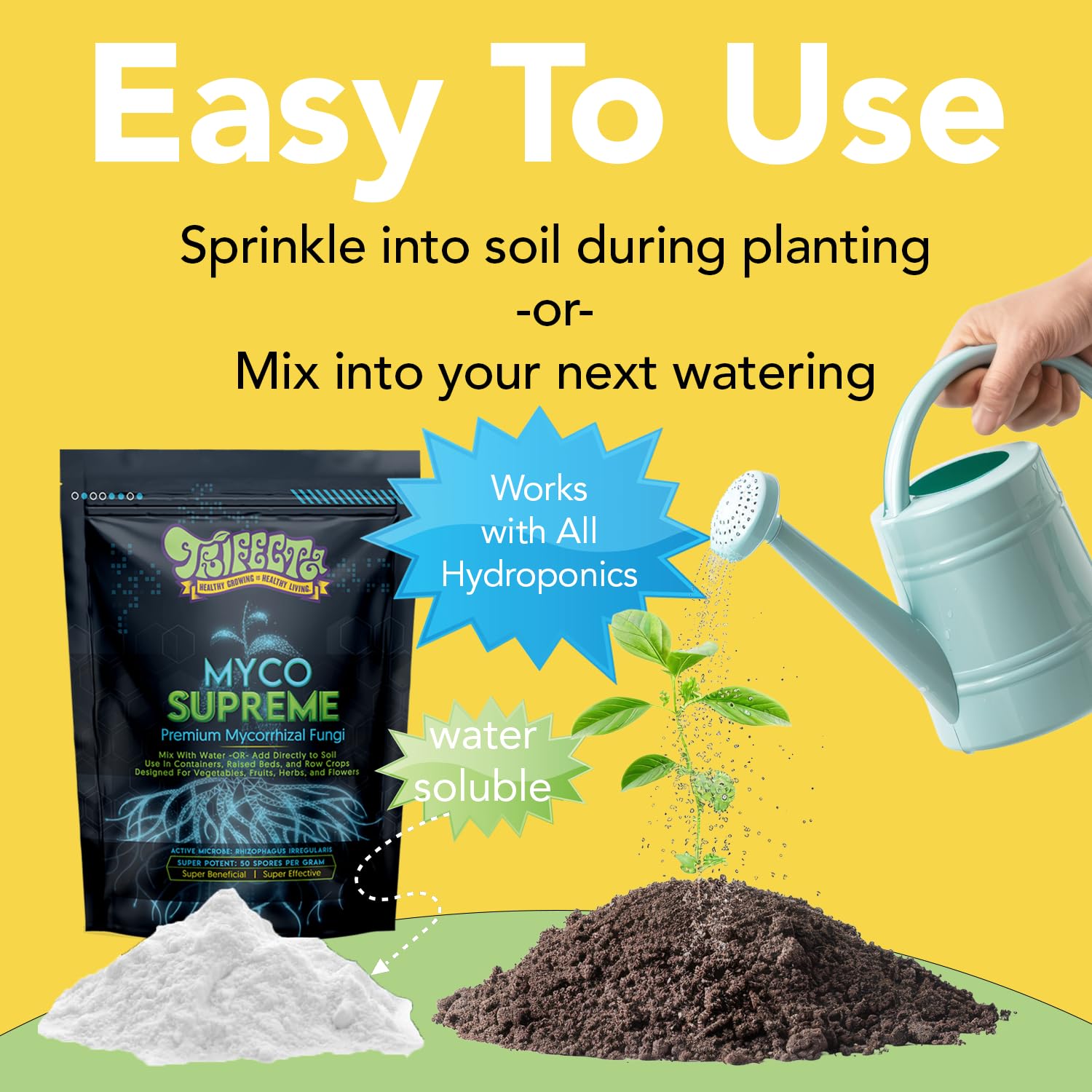 Mycorrhizal Fungi for Soil, Root Stimulator for Plants, Ultra Concentrated Mycorrhizae for Plants Strong Roots & Living Soil, Trifecta Myco Supreme Plant Root Stimulator for Tree, Rose and Flower Care