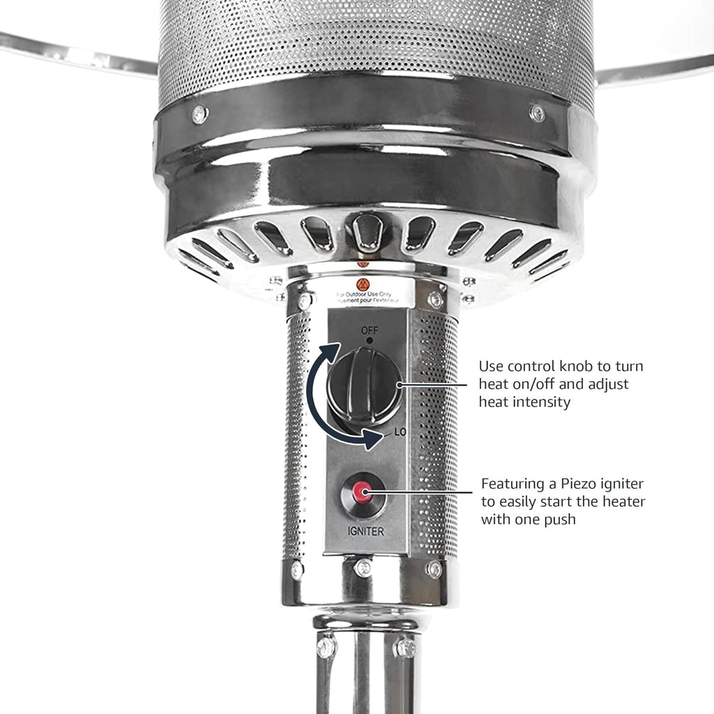 Amazon Basics 46,000 BTU Outdoor Propane Patio Heater with Wheels, Commercial & Residential, Havana Bronze, with Water Tank, 32.1 x 32.1 x 91.3 inches (LxWxH)