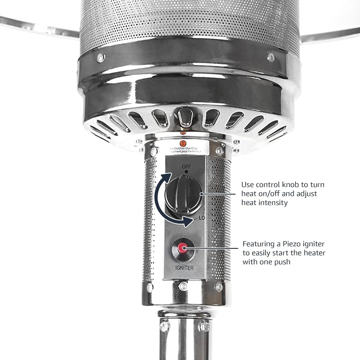 Amazon Basics 46,000 BTU Outdoor Propane Patio Heater with Wheels, Commercial & Residential, Havana Bronze, with Water Tank, 32.1 x 32.1 x 91.3 inches (LxWxH)