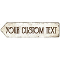 Rustic Custom Sign, Personalized Left Directional Metal Composite Street Sign for Indoor and Outdoor Use 6x24 Inches, ACM Made in the USA