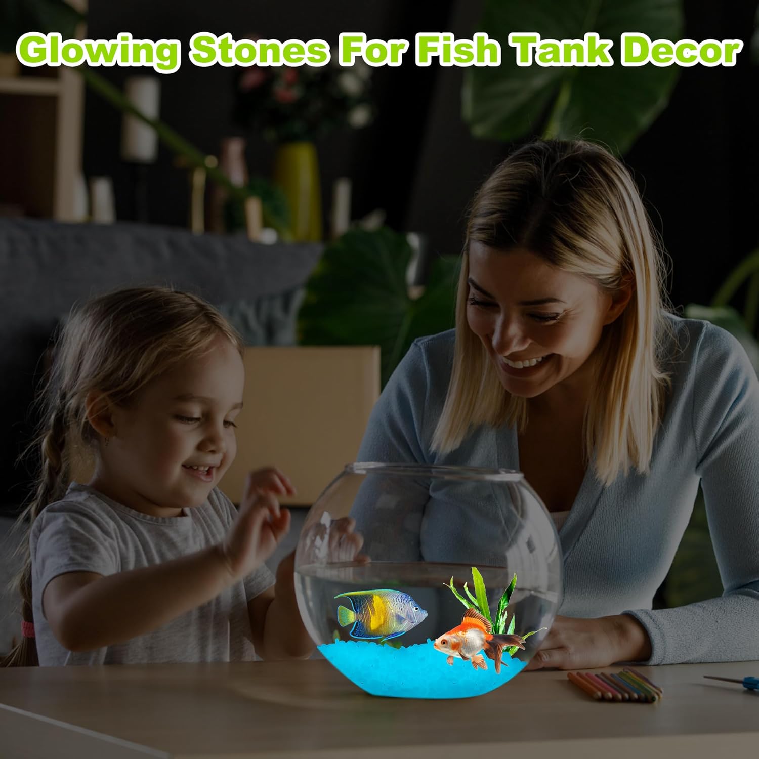 800pcs 5-8mm Bule Glow in The Dark Garden Pebbles Stones 5-8mm Luminous Stones Glow in The Dark Rocks Outdoor Glow Pebbles Aquarium Rocks for Garden Path Walkway Yard Fish Tank Plant Pots