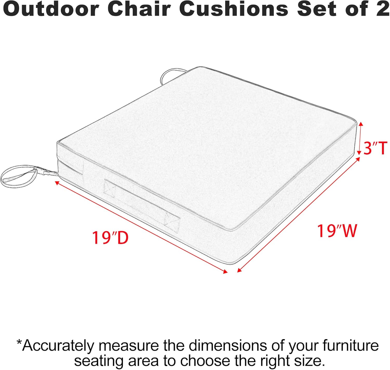 Favoyard Patio Chair Cushions 19 x 19 x 3 Inch Waterproof Outdoor Seat Cushions for Patio Furniture 3-Year Color Fastness Garden Sofa Couch Chair Pads with Handle & Adjustable Straps Set of 2, Spice