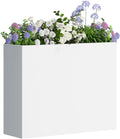 Tall Metal Planter for Outdoor Plants,30" Lx10“Wx24”H All-Weather Durable Plant Box,Large Rectangular Planter with Drainage Holes & Removable Shelf,Modern Decor for Tall Small Plants, Trees, Flowers