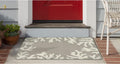 Liora Manne CAPRI Indoor/Outdoor Handmade Synthetic Blend Durable Area Rug - Traditional Border Coastal Beach Accent (Coral Border Silver) (2' x 3')