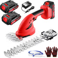 Cordless Hedge Trimmer with Battery (2Pack) and Charger, 2 in 1 Handheld Small Electric Bush Trimmers/Grass Cutter Yard Tool for Shrub/Tree/Lawn, Rechargeable Battery Powered Hedge Clipper for Garden