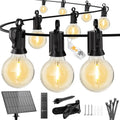 Brightown 75FT Solar String Lights Outdoor with Remote and 36 LED Shatterproof Bulbs, Dimmable & Timable, 3 Light Modes, Solar Patio String Lights Outdoor for Cafe, Garden, Deck, Outside Wedding