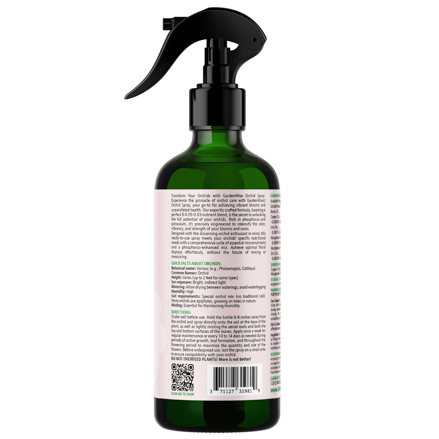 Orchid Food Bloom Booster Fertilizer - Bloom Orchids Fertilizer – Phosphorus and Potassium Formula 0-0.05-0.03 - Ready-to-Use Spray with Chelated Micronutrients (8 OZ)