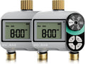 [2 Pack] QUOBAS 2 Zone Water Timer for Garden Hose, Automatic Sprinkler Timer with Dual Outlets, Heavy Duty Brass Fittings, Leak-Free, Programmable, for Lawn Watering and Drip Irrigation System