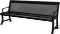 Coated Outdoor Furniture Heavy-Duty Outdoor Bench Thermoplastic Coated, Punched Steel, Commercial-Grade Garden Bench, Made in America (Portable with Back, 4 Ft, Textured Black)