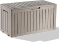 75 Gallon Waterproof Outdoor Storage Box,Resin Deck Box,Lockable Outside Storage Box Container for Patio Furniure,Garden,Pool Tools (75 Gallon,Grey)