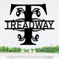 Personalized Metal Name Signs, Split Letter Monogram Wall Decor, Custom Last Name Sign, Family Name Sign for Outdoor, Personalized Wedding Gift, Garden Decor, Metal Wall Art, Housewarming Gift (MonogramDesign_4)