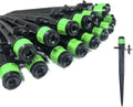 (100-PACK) - 1/4" Inch 360 Degree Drip Emitter On 5" Stake Sprayer Adjustable Flow 0-20 GPH, Fits 1/4 (4-6mm) Irrigation Tubing - Micro Bubbler Drippers for Drip Irrigation (100 Pack Dripper on Stake)
