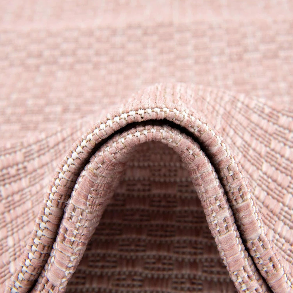 Unique Loom Collection Casual Transitional Solid Heathered Indoor/Outdoor Flatweave Area Rug (10' 8" Square, Whisper Pink/Ivory)