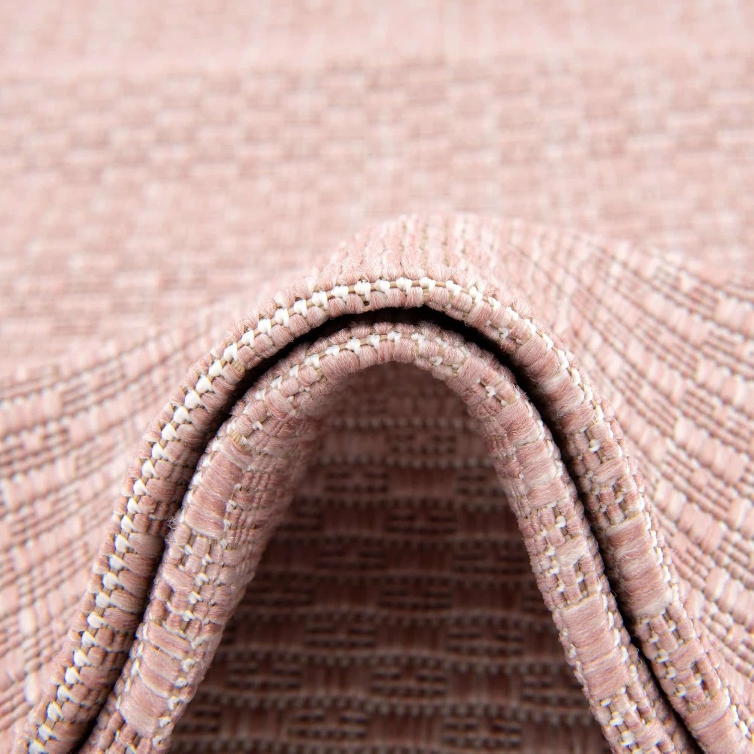Unique Loom Collection Casual Transitional Solid Heathered Indoor/Outdoor Flatweave Area Rug (10' 8" Square, Whisper Pink/Ivory)