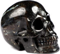 Skullis 2.0” Russian Arfvedsonite Crystal Skull, Hand Carved Gemstone Fine Art Sculpture, Reiki Healing Stone Statue.