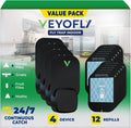 VEYOFLY Fly Trap Indoor, Fruit Fly Traps for Indoors, (4 Device + 12 Refills) Gnat Traps for House Indoor, Fly Catcher Indoor, Plug in Light Flying Insect Trap, Bug Light Killer, Fly Trap