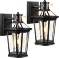 VIANIS Black 2 Pack Outdoor Lights for House, Dusk to Dawn Porch Light Lantern, Exterior Lighting for House Wall Mount, Motion Sensor Light Outside for Garage, Brightness Distance Adjustable
